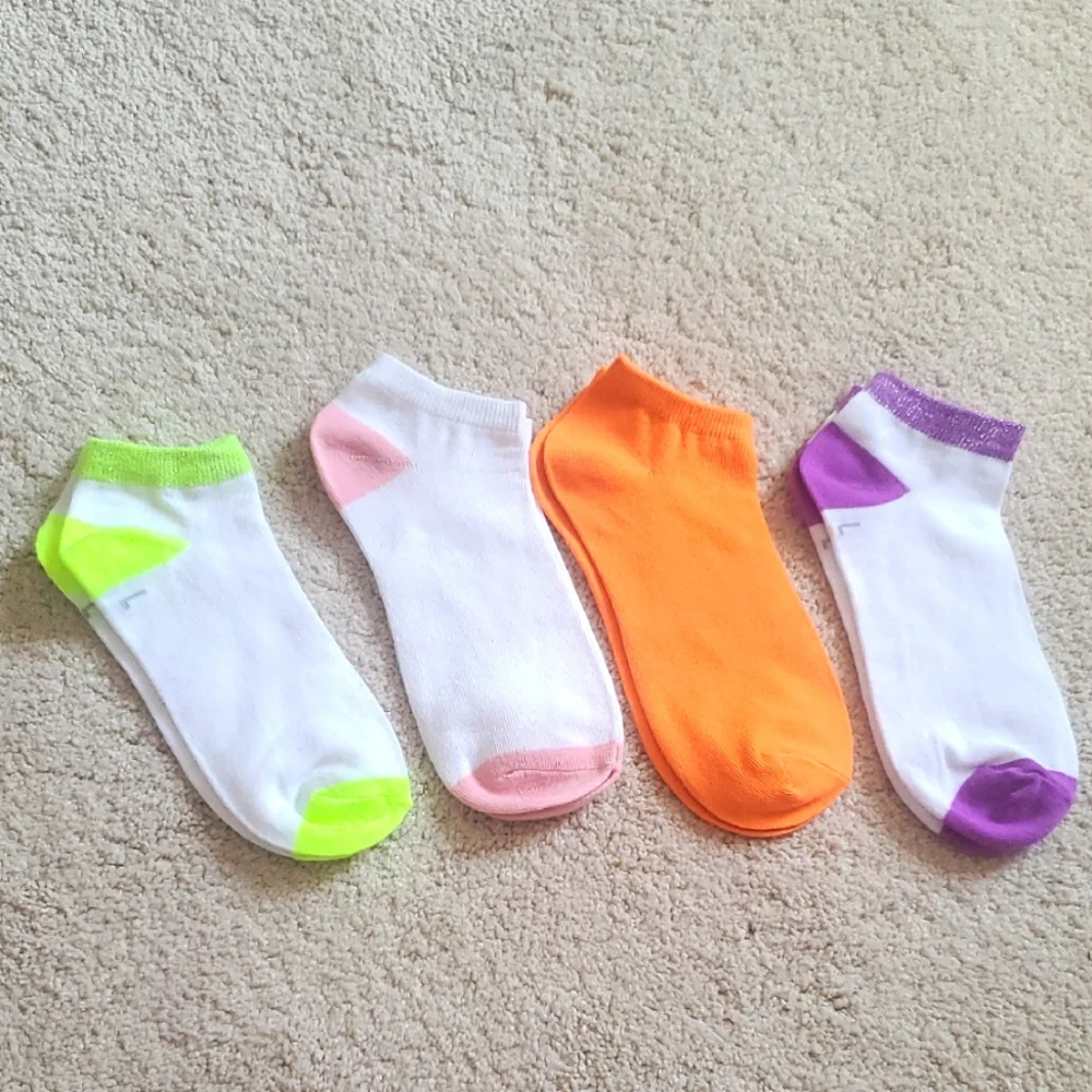 Cherokee Socks Neon Yellow, White W/Orange, Purple And Pink NWOT